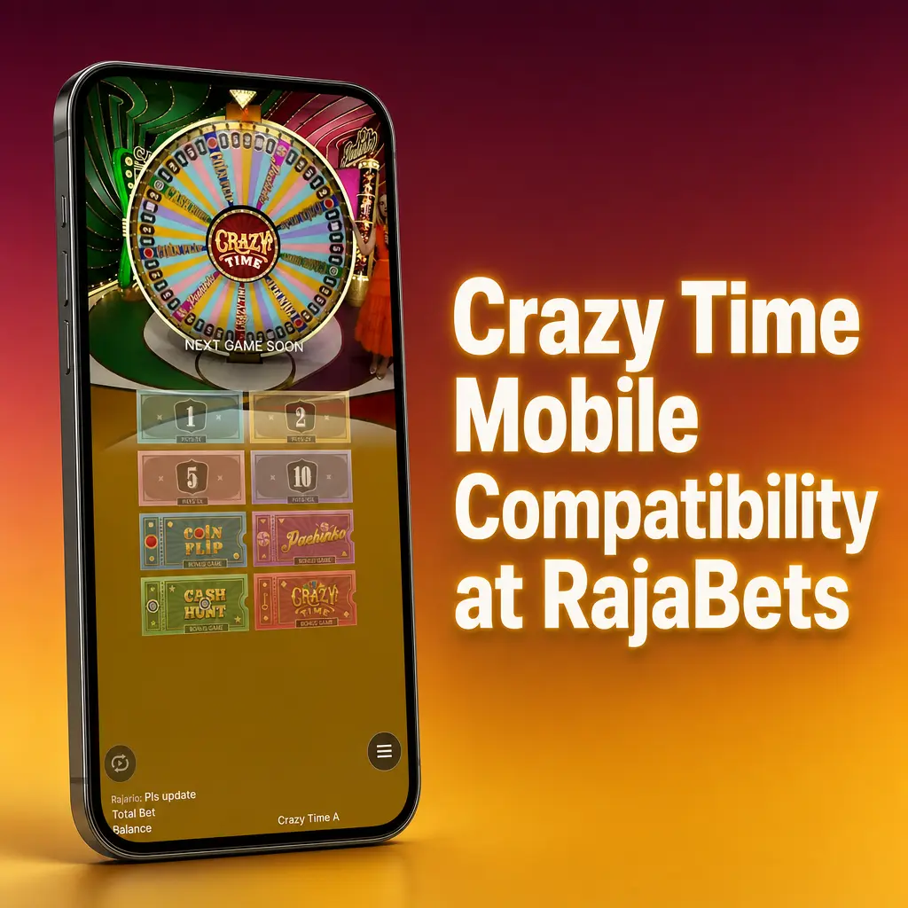 Crazy Time game running on a mobile phone at RajaBets