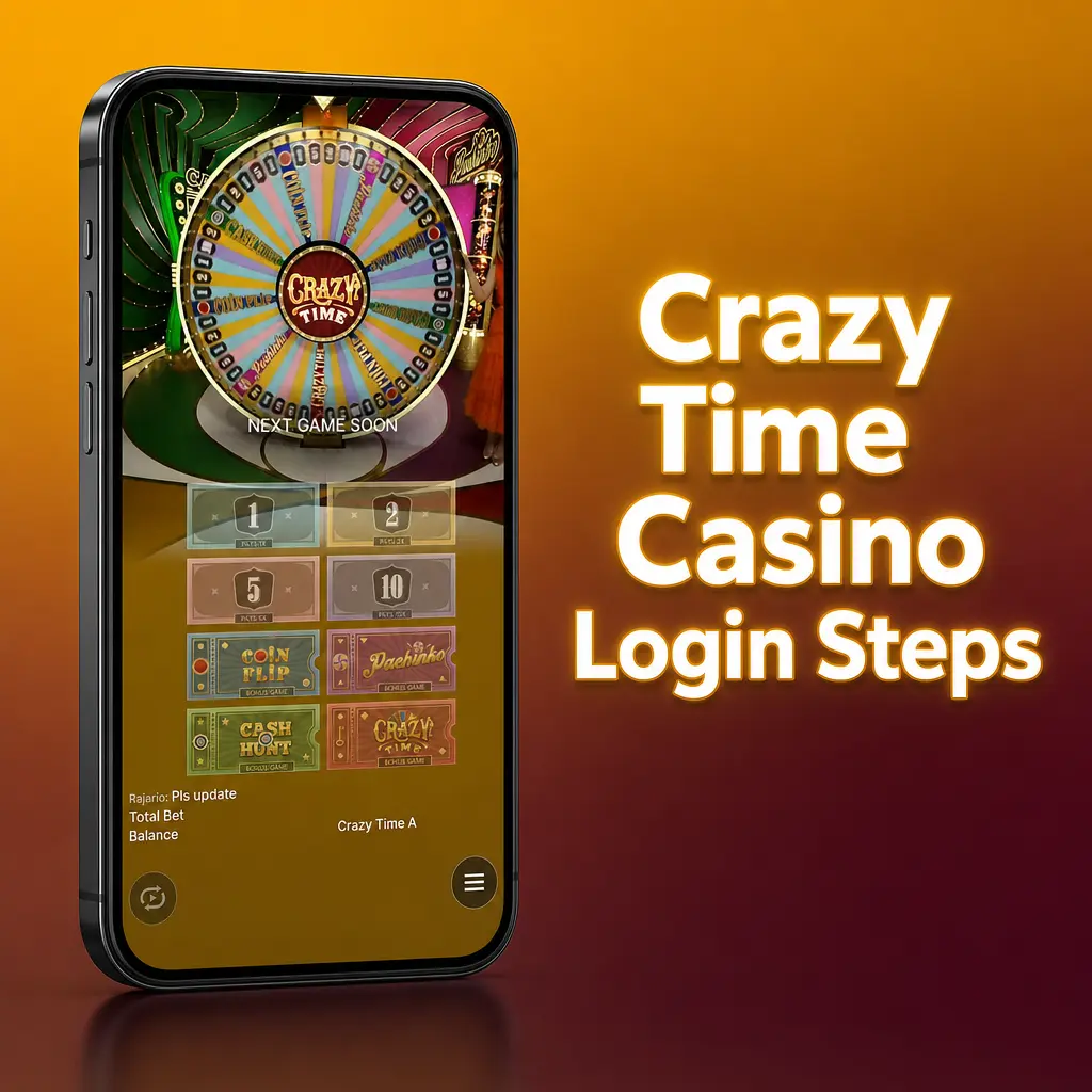 RajaBets login screen for Crazy Time casino game