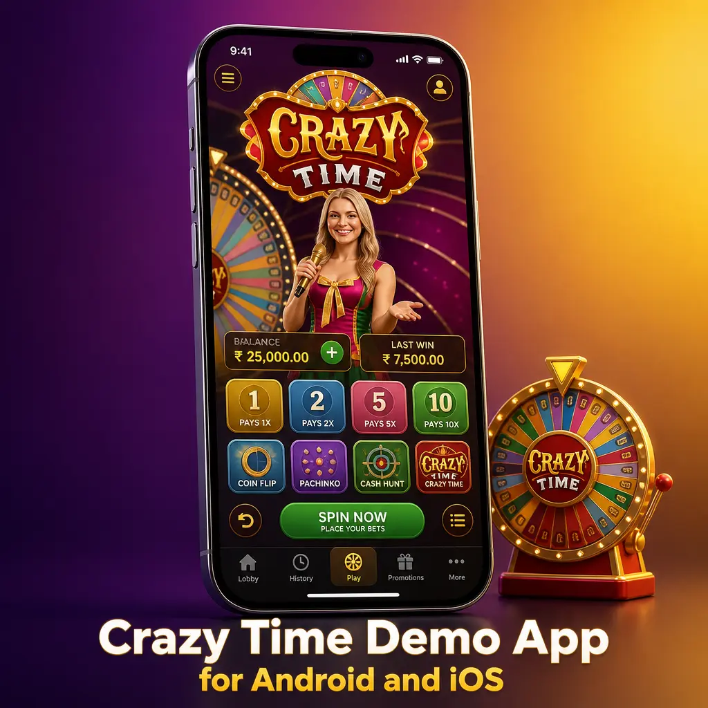 Crazy Time demo running on Android and iOS devices