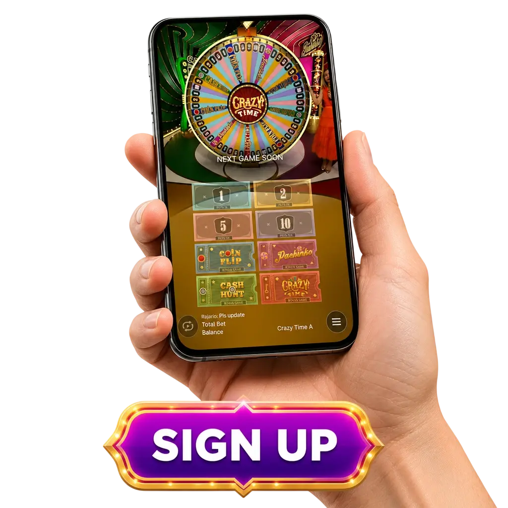Crazy Time registration bonus at RajaBets