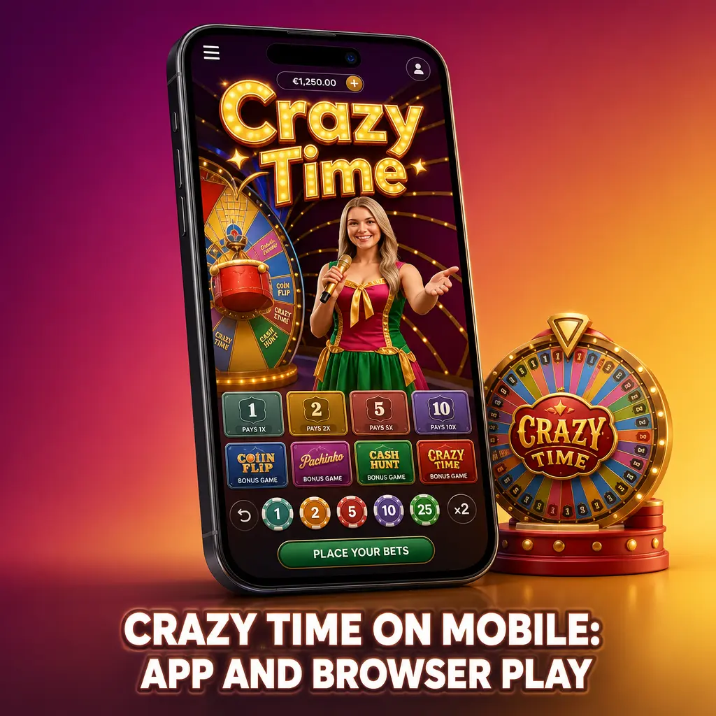 Crazy Time game running on a mobile app interface