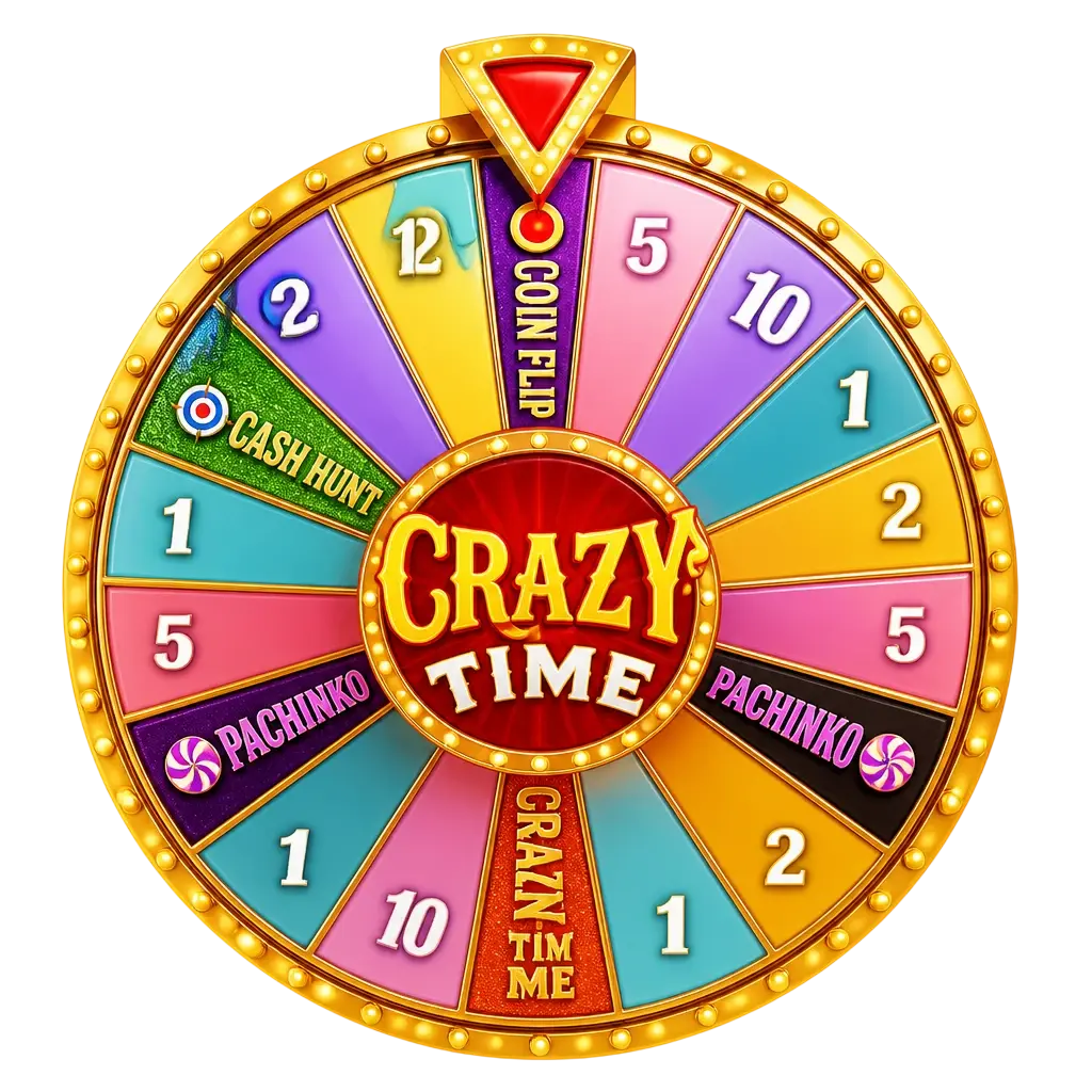 Crazy Time live wheel game studio with the spinning wheel and bonus segments